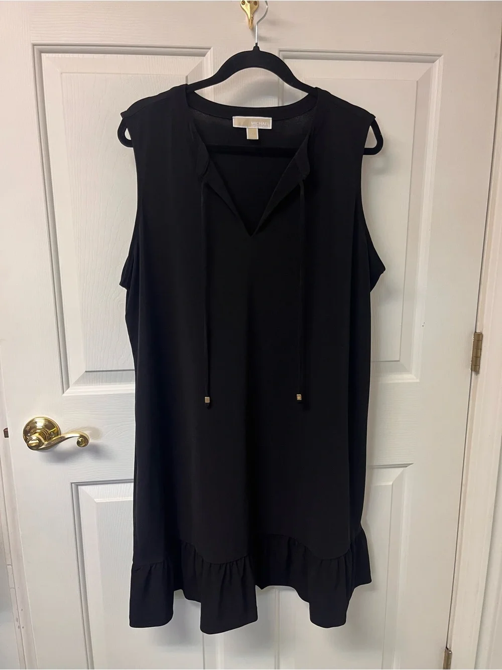Michael Kors Black Sleeveless Ruffle-Hem Swim Coverup CRUISE BEACH POOL SPA